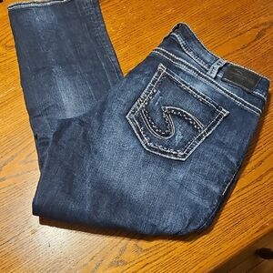 Silver Jeans Slim Straight Dark Blue Denim with Contrast Stitching